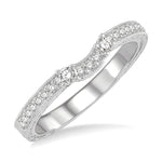 Load image into Gallery viewer, 1/5 Ctw Curved Center Foliage Engraved Round Cut Diamond Wedding Band in 14K White Gold