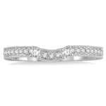 Load image into Gallery viewer, 1/5 Ctw Curved Center Foliage Engraved Round Cut Diamond Wedding Band in 14K White Gold