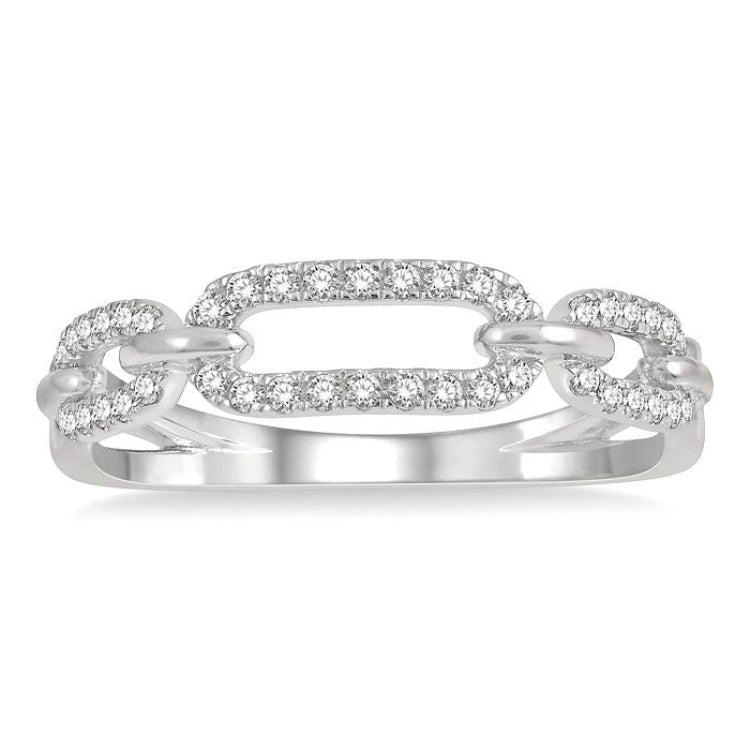 1/5 Ctw Round Cut Diamond Paperclip Ladies Ring in 14K White Gold