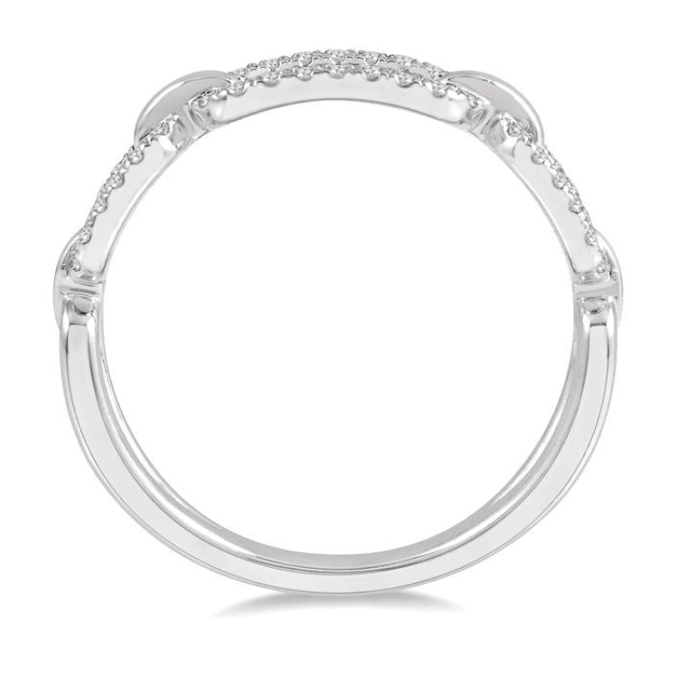 1/5 Ctw Round Cut Diamond Paperclip Ladies Ring in 14K White Gold