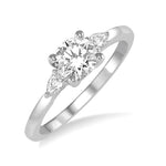 Load image into Gallery viewer, 1/5 Ctw Round Center Pear Cut Diamond Semi-Mount Engagement Ring in 14K White Gold
