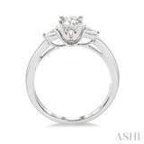 1/5 Ctw Round Center Pear Cut Diamond Semi-Mount Engagement Ring in 14K White Gold
