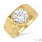 Load image into Gallery viewer, 1 Ctw Flat Top Lovebright Round Cut Diamond Men's Ring in 10K Yellow and White Gold