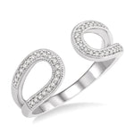 Load image into Gallery viewer, 1/6 Ctw Horseshoe Style Open-End Round Cut Diamond Ladies Ring in 10K White Gold