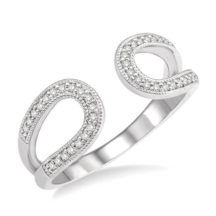 1/6 Ctw Horseshoe Style Open-End Round Cut Diamond Ladies Ring in 10K White Gold