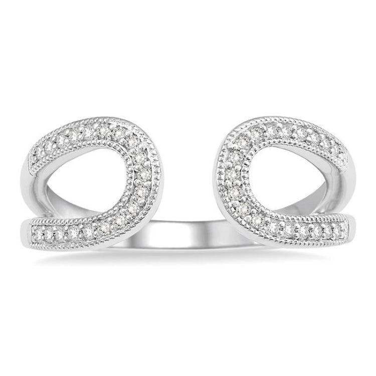 1/6 Ctw Horseshoe Style Open-End Round Cut Diamond Ladies Ring in 10K White Gold