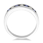 Load image into Gallery viewer, 2.5 MM Round Cut Tanzanite and 1/5 Ctw Channel Set Round Cut Diamond Band in 14K White Gold