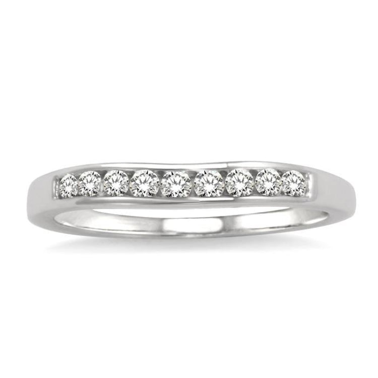 1/6 Ctw V Shape Round Cut Diamond Matching Wedding Band in 14K White Gold
