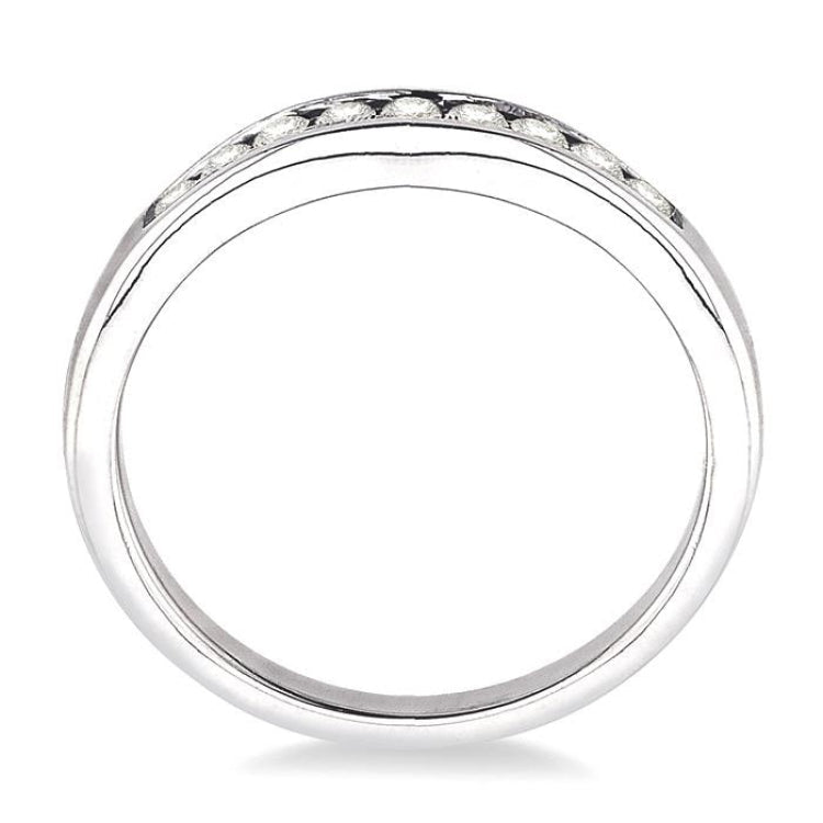 1/6 Ctw V Shape Round Cut Diamond Matching Wedding Band in 14K White Gold