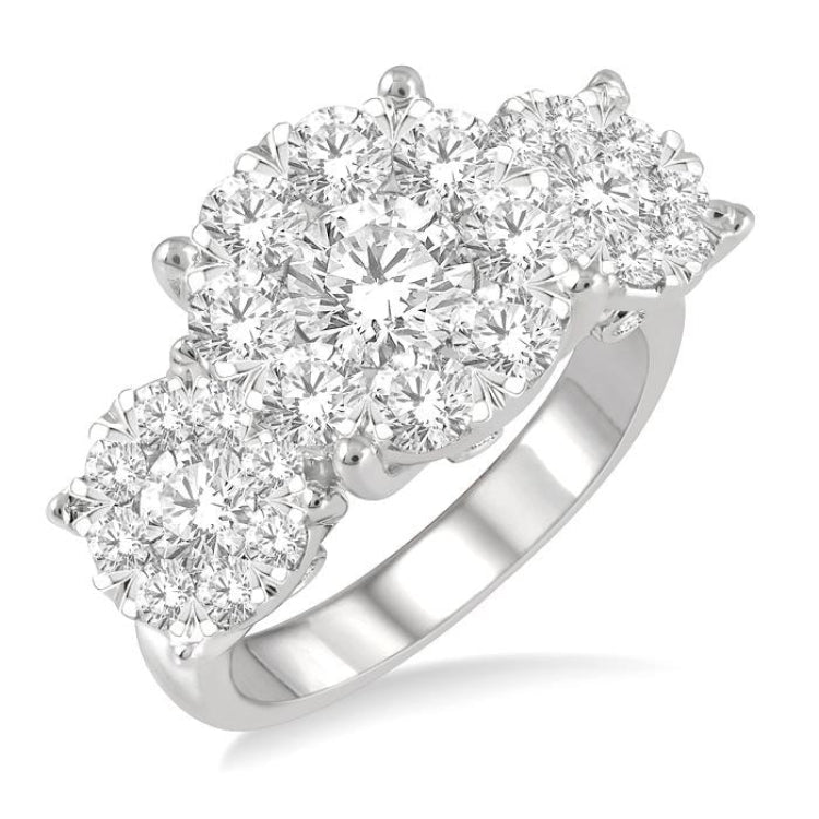 3 Ctw Lovebright Round Cut Diamond Ring in 14K White Gold