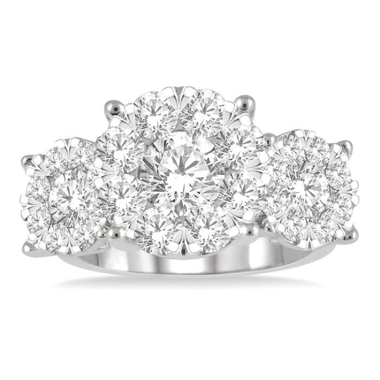 3 Ctw Lovebright Round Cut Diamond Ring in 14K White Gold