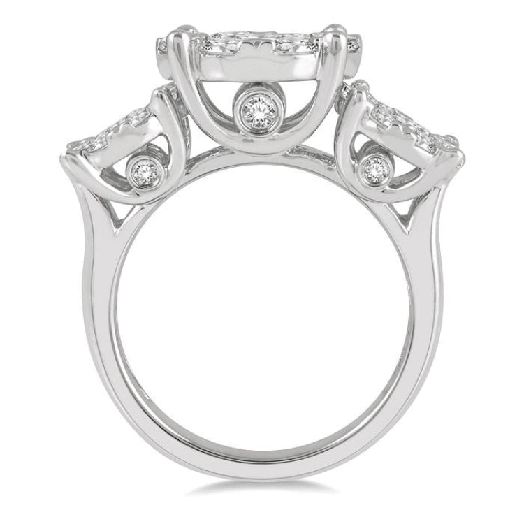 3 Ctw Lovebright Round Cut Diamond Ring in 14K White Gold