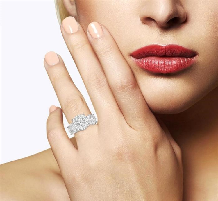 3 Ctw Lovebright Round Cut Diamond Ring in 14K White Gold