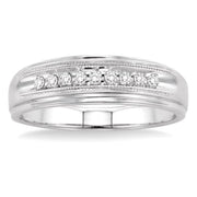 1/8 Ctw Round Cut Diamond Men's Ring in 14K White Gold
