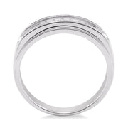 1/8 Ctw Round Cut Diamond Men's Ring in 14K White Gold