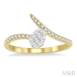 1/4 Ctw Open-End Oval Mount Lovebright Round Cut Diamond Ladies Ring in 14K Yellow and White Gold