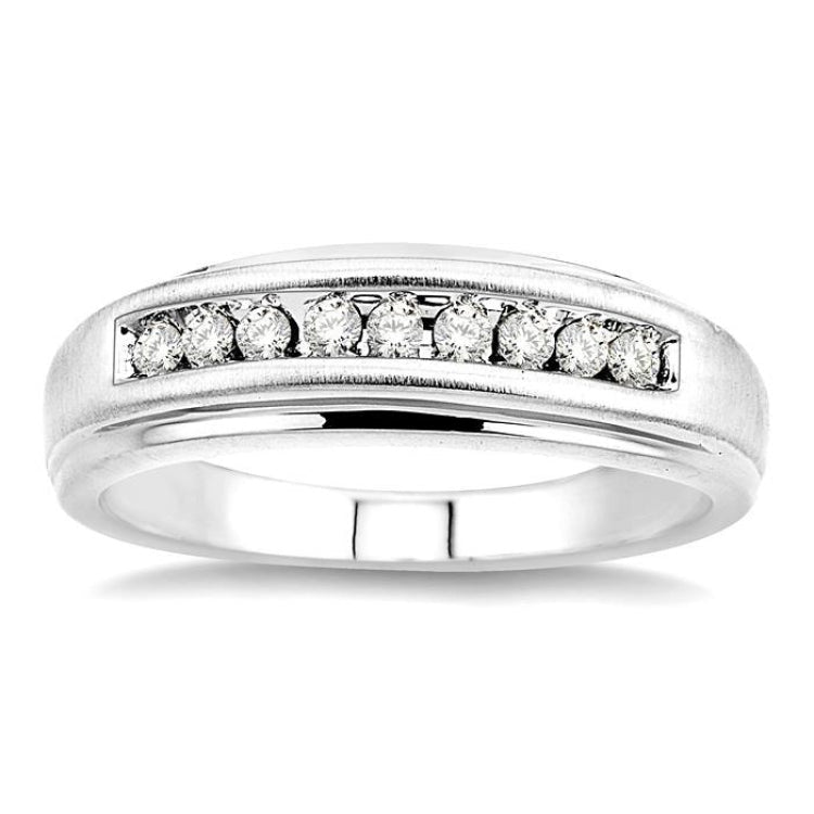 1/6 Ctw Round Diamond Men's Ring in 10K White Gold