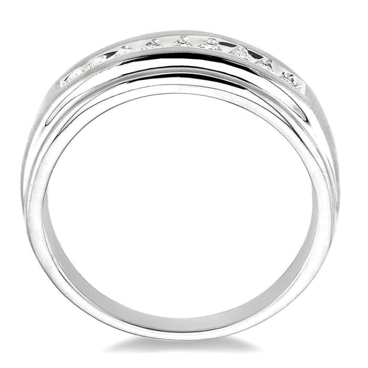 1/6 Ctw Round Diamond Men's Ring in 10K White Gold