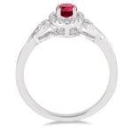 Load image into Gallery viewer, 6x4 MM Oval Cut Ruby and 1/10 Ctw Round Cut Diamond Ring in 10K White Gold