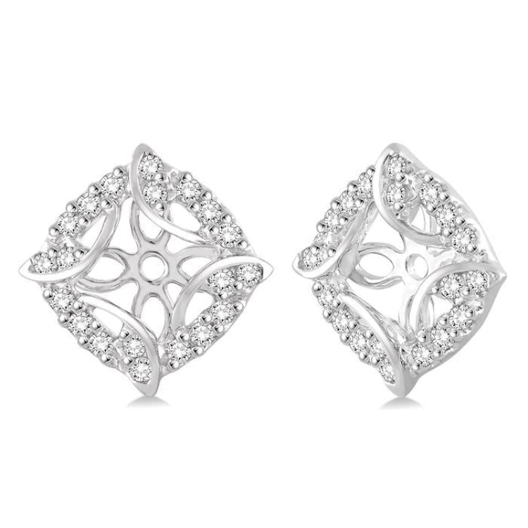 1/4 Ctw Round Cut Diamond Jacket Earrings in 14K White Gold