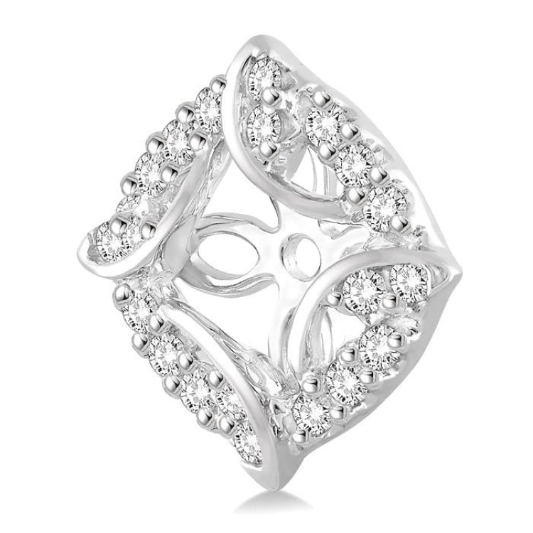 1/4 Ctw Round Cut Diamond Jacket Earrings in 14K White Gold