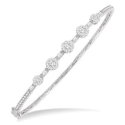 1 1/10 Ctw Lovebright Circular Mounts Baguette & Round Cut Diamond Bangle in 14K White Gold