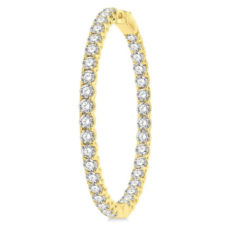 10 Ctw Inside-Out Round Cut Diamond 1 3/4 Inch Hoop Earrings in 14K Yellow Gold