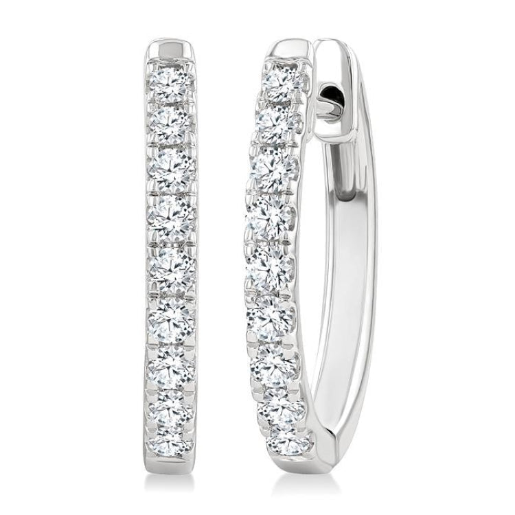1/2 Ctw Round Cut Diamond Hoop Earrings in 14K White gold
