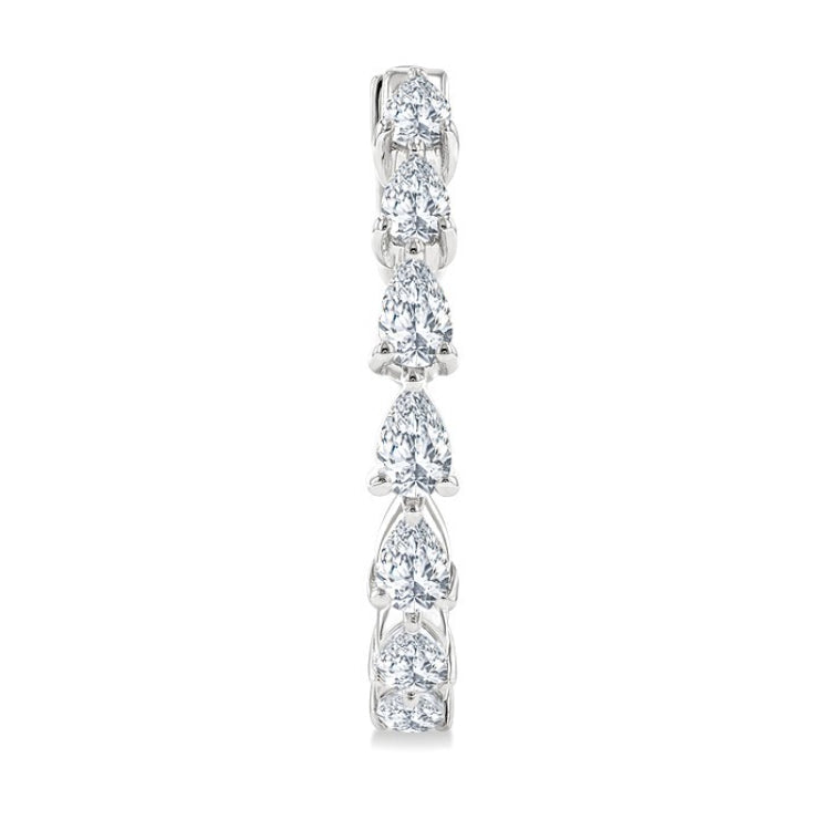 1 1/2 Ctw North-South Pear Shape Diamond Fashion Hoop Earring in 14K White Gold