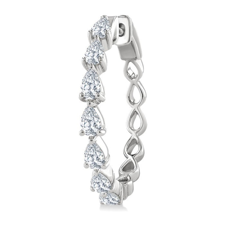1 1/2 Ctw North-South Pear Shape Diamond Fashion Hoop Earring in 14K White Gold