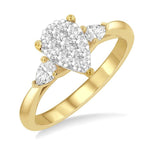 Load image into Gallery viewer, 5/8 Ctw Pear Shape Lovebright Pear and Round Cut Diamond Engagement Ring in 14K Yellow and White Gold