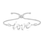 Load image into Gallery viewer, 1/20 Ctw Love Scribed Round Cut Diamond Lariat Bracelet in Sterling Silver