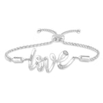 Load image into Gallery viewer, 1/20 Ctw Love Scribed Round Cut Diamond Lariat Bracelet in Sterling Silver