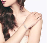 Load image into Gallery viewer, 1/20 Ctw Love Scribed Round Cut Diamond Lariat Bracelet in Sterling Silver