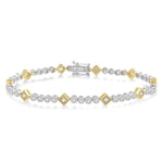 Load image into Gallery viewer, 1 1/2 Ctw Round &amp; Diamond Mount Round Cut Diamond Bracelet in 14K White and Yellow Gold