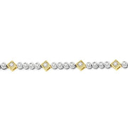1 1/2 Ctw Round & Diamond Mount Round Cut Diamond Bracelet in 14K White and Yellow Gold