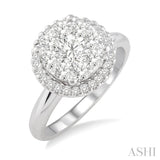 3/4 Ctw Lovebright Round Cut Diamond Engagement Ring in 14K White Gold