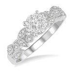 Load image into Gallery viewer, 3/8 Ctw Round Cut Diamond Lovebright Engagement Ring in 14K White Gold