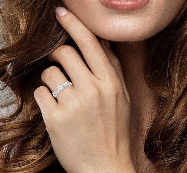 3/8 Ctw Round Cut Diamond Lovebright Engagement Ring in 14K White Gold