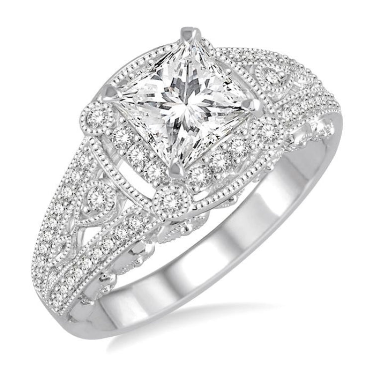 3/8 Ctw Round Diamond Semi-Mount Engagement Ring in 14K White Gold