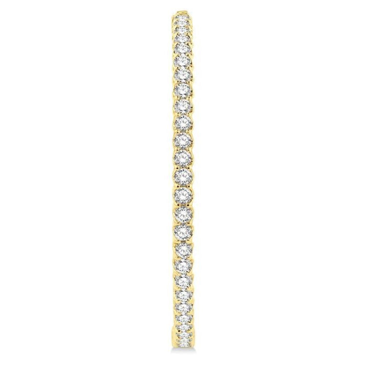 5 Ctw Inside-Out Round Cut Diamond 1 3/4 Inch Hoop Earrings in 14K Yellow Gold