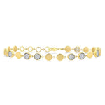 Load image into Gallery viewer, 3/4 Ctw Lovebright Button Shaped Link Round Cut Diamond Bracelet in 14K Yellow and White Gold