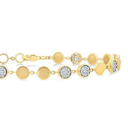 3/4 Ctw Lovebright Button Shaped Link Round Cut Diamond Bracelet in 14K Yellow and White Gold