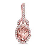 Load image into Gallery viewer, 7x5 MM Oval Cut Morganite and 1/3 Ctw Round Cut Diamond Earrings in 14K Rose Gold
