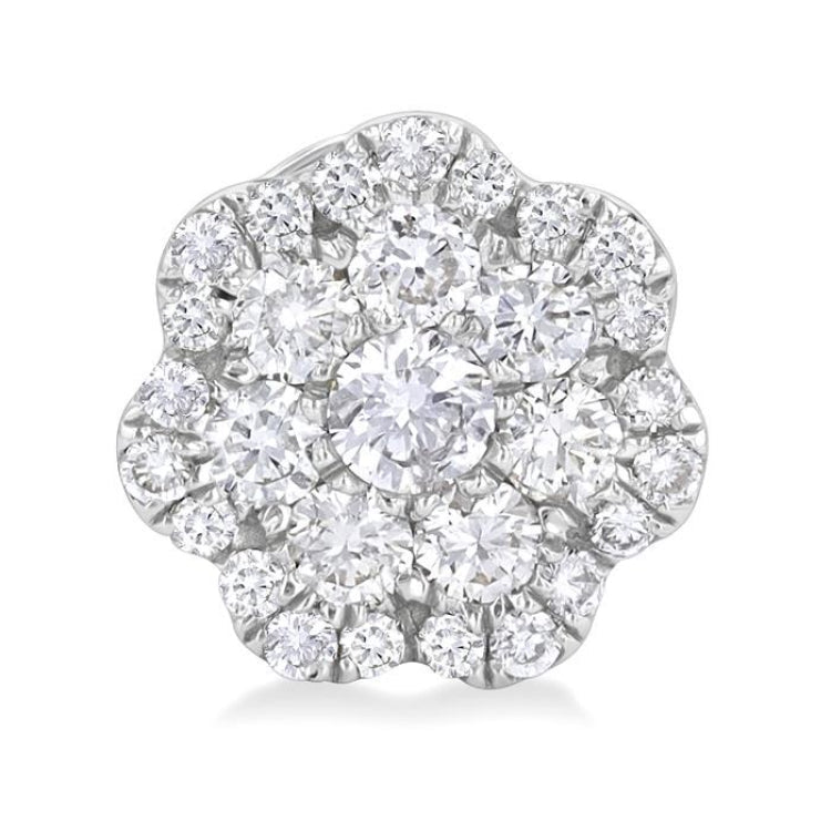 3/4 Ctw Flower Pattern Round Cut Diamond Fashion Stud Earrings in 14K White Gold