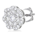 Load image into Gallery viewer, 3/4 Ctw Flower Pattern Round Cut Diamond Fashion Stud Earrings in 14K White Gold