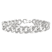 1/6 Ctw Round Cut Diamond Curb & Cuban Bracelet in Sterling Silver