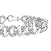 1/6 Ctw Round Cut Diamond Curb & Cuban Bracelet in Sterling Silver