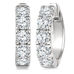 Load image into Gallery viewer, 4 Ctw Round Cut Diamond Hoop Earrings in 14K White gold