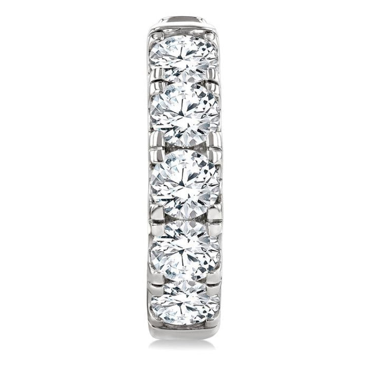 4 Ctw Round Cut Diamond Hoop Earrings in 14K White gold